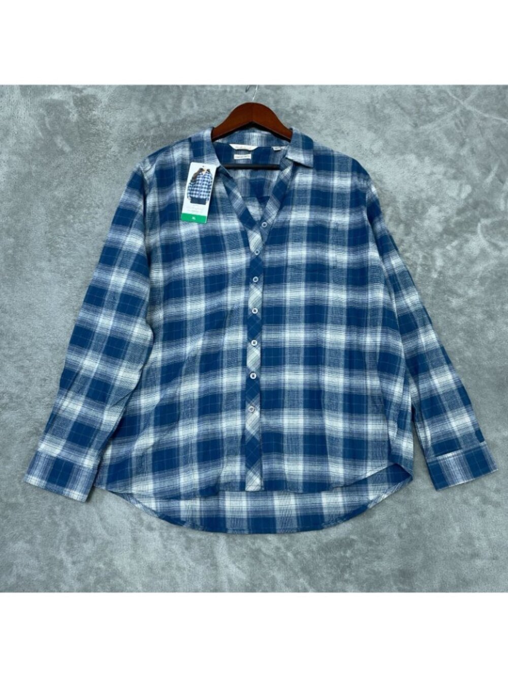 NWT Weatherproof Vintage Women's XL Blue Plaid Flannel Button-Up Shirt C0720 - Picture 3 of 12